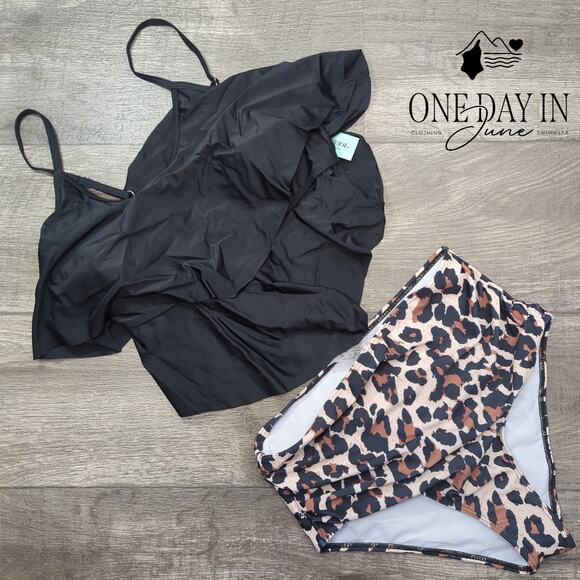 Adisputent Flounce High Waist Bikini Swimsuit Size M - Picture 3 of 7